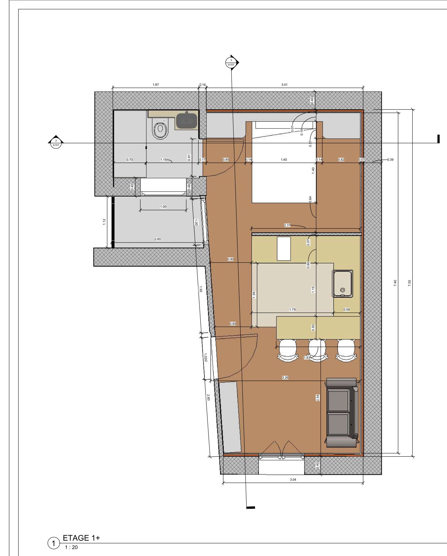 Plan d'aménagement du studio Vanves