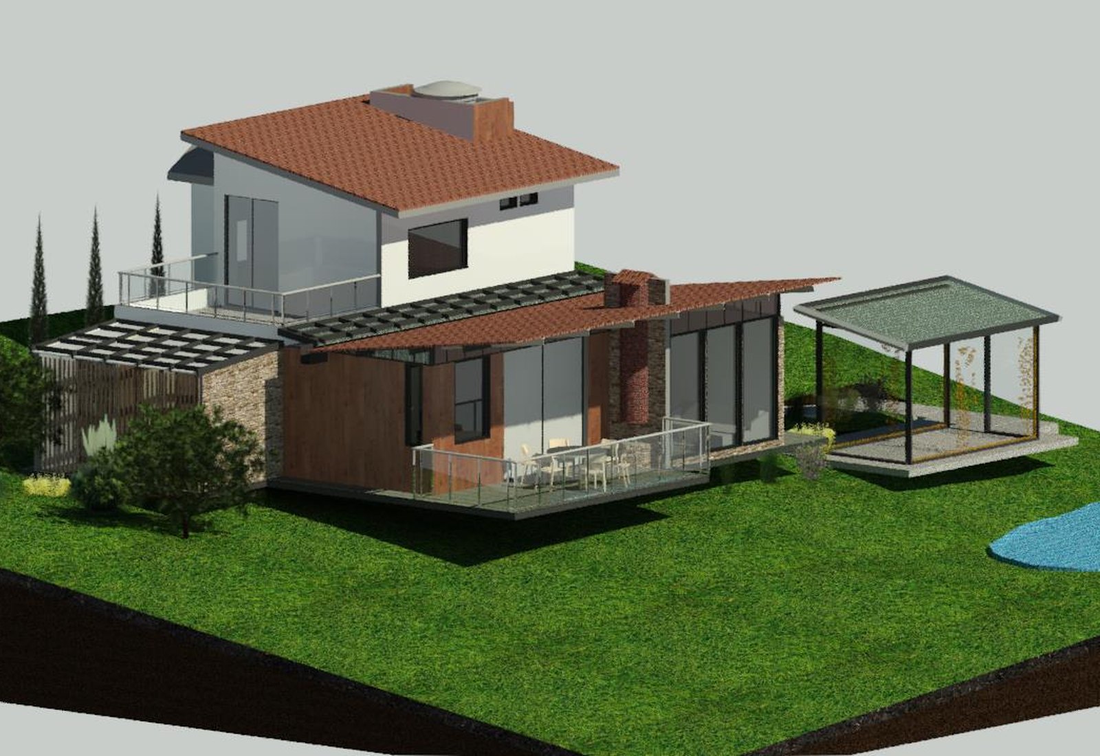 Duitama rural cabin access facade render