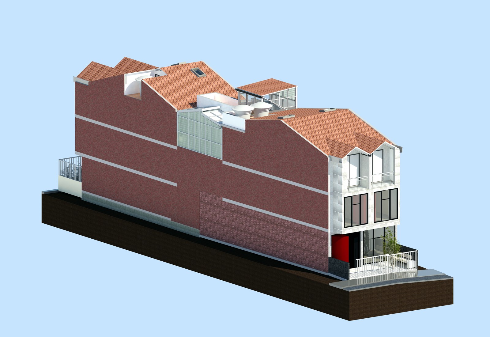 Casa de la Misericordia expansion axonometric facade study