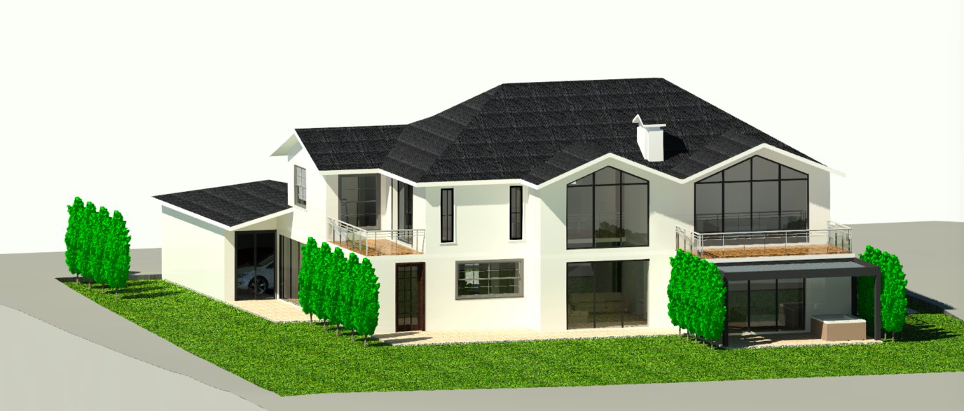 3D aerial view of the Oncy house