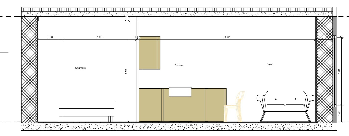 Studio Vanves longitudinal section